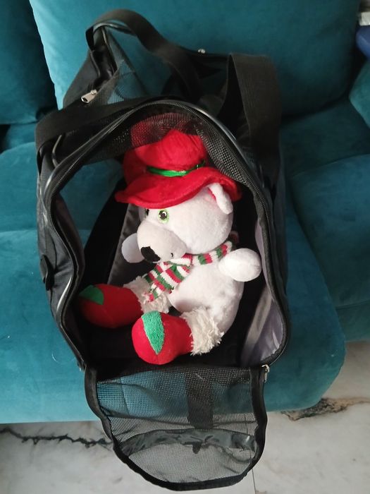 Ексклузивна Кучешка чанта от импрегниран материал   с мрежа