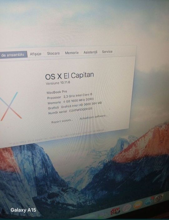 Vand  macbook pro 2011 i5 are displayu defect se vede fara lumina