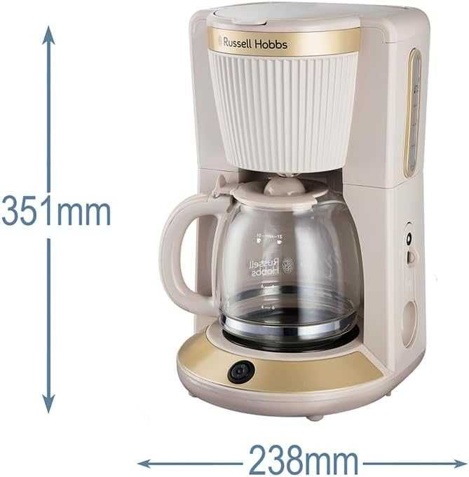 Шварц кафемашина Russell Hobbs, Brontë Stone, 1.25л, 1100W, технология WhirlTech, поддържане на топлината, стъклена кана, лек ДЕФЕКТ
