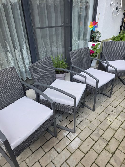 Scaune gradina cu perne set 4 buc