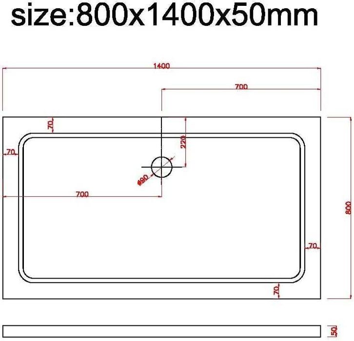 Cada dus Laneri 80 x 140 x 5 cm