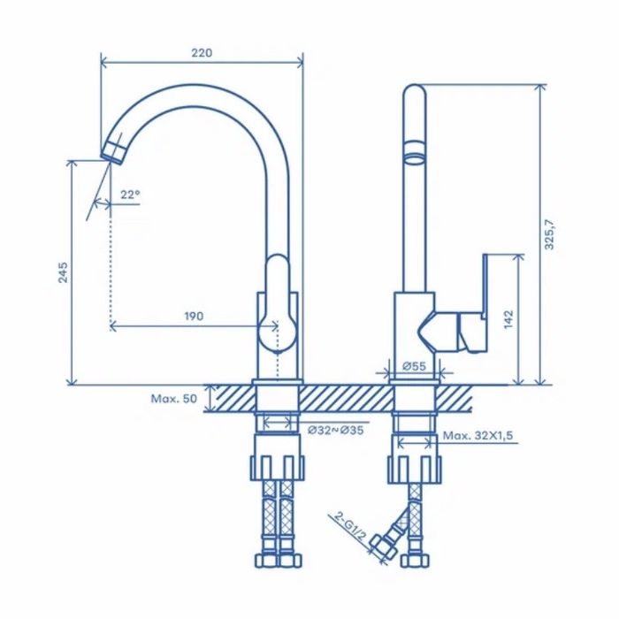 Смеситель для кухни Pragma латунь
