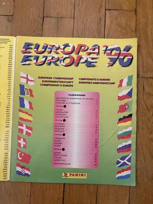 Албум Панини Евро 96 - 2 липсващи лепенки