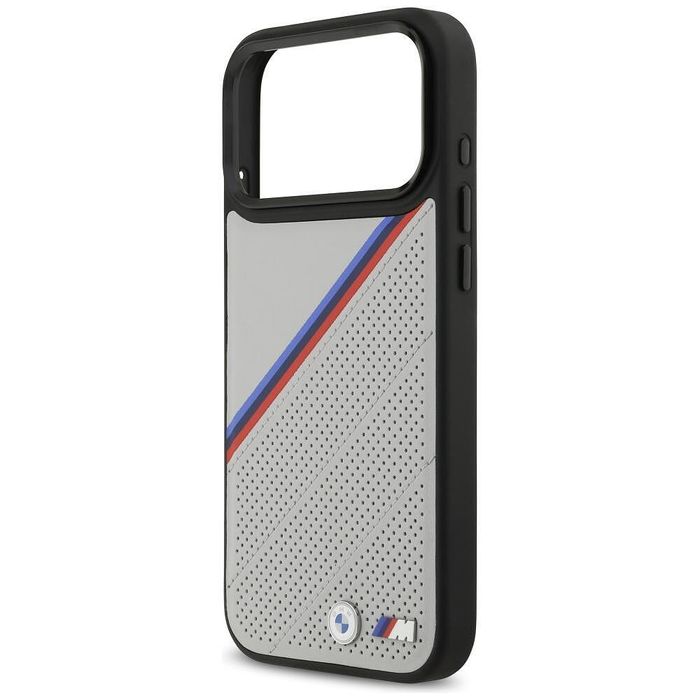 Bmw m tricolor metal logo magsafe case for iphone 17 pro max gray