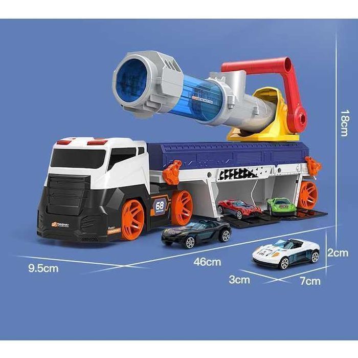 Camion de Jucarie Copii, 10 Masinute, 6 Bile Moi, Tun de Propulsare