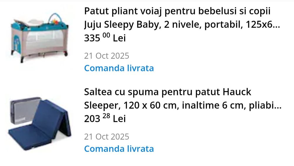 Patut pliabil Juju Sleepy Baby, 2 nivele + Saltea spuma Hauck Sleeper CADOU
