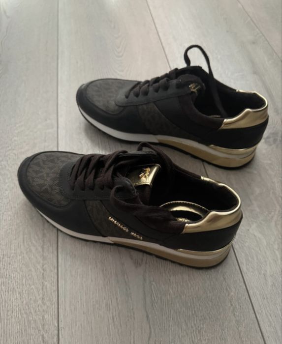 Michael Kors brown gold leather sneakers