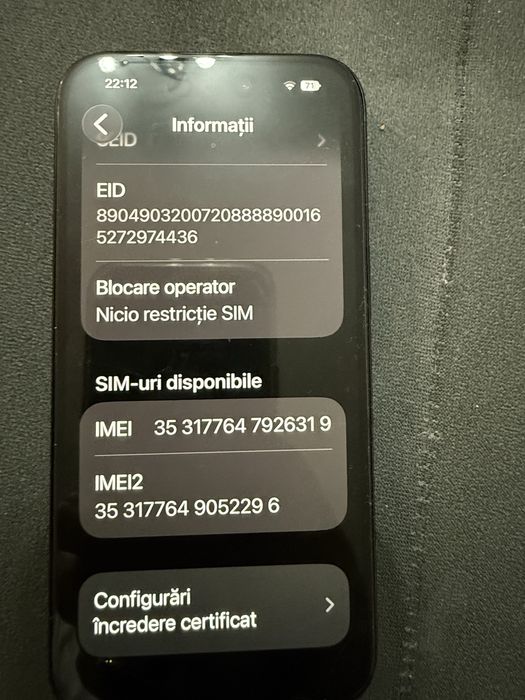 Iphone 15 128 Gb  E-Sim schimb cu 16 pro