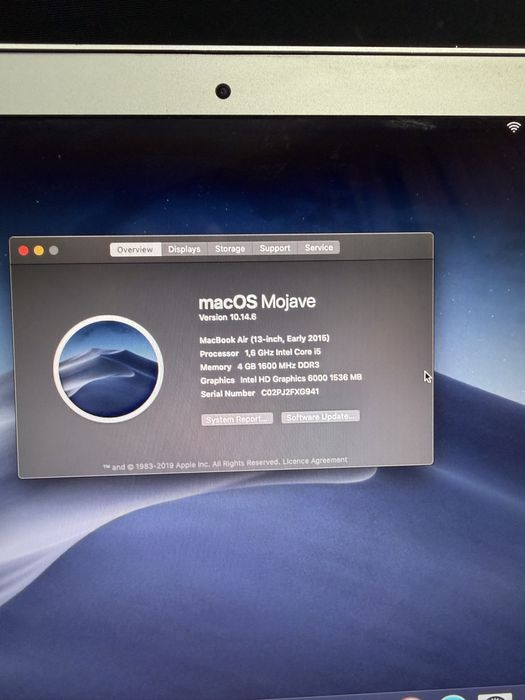 Vand macbook air 13 2015 i5 4gb ram ssd 256gb