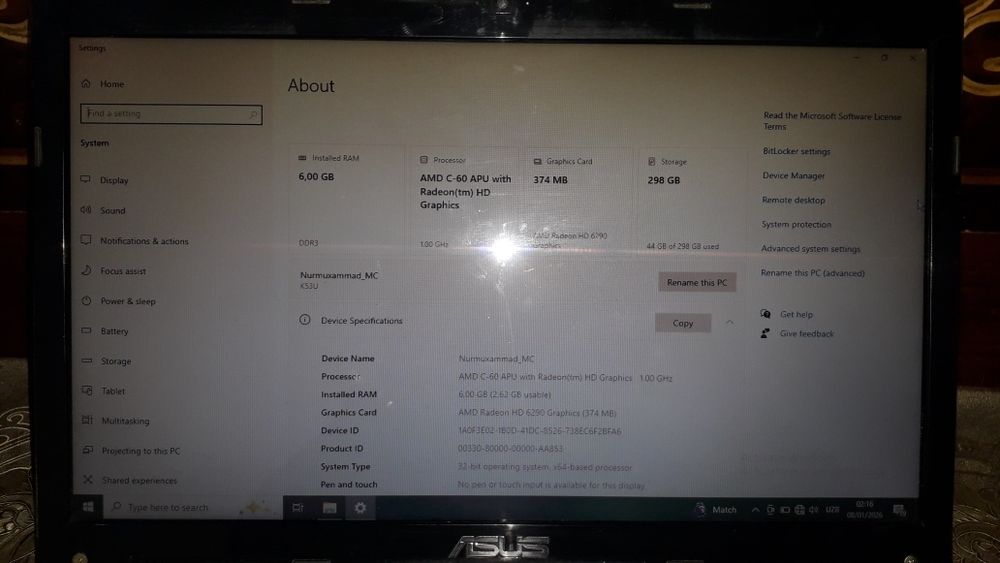 Asus noutbuk sotiladi