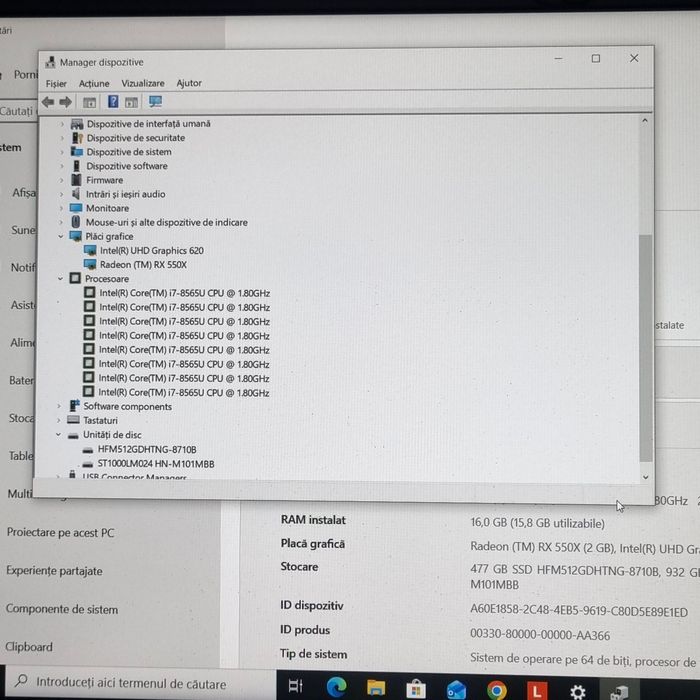 Lenovo I7-8565U,16Gb Ram, Ssd 512Gb
