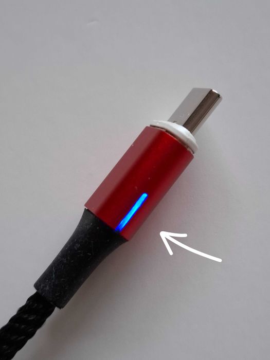 USB кабел за зареждане на телефон,магнитен светещ USB конектор,1 и 3м.