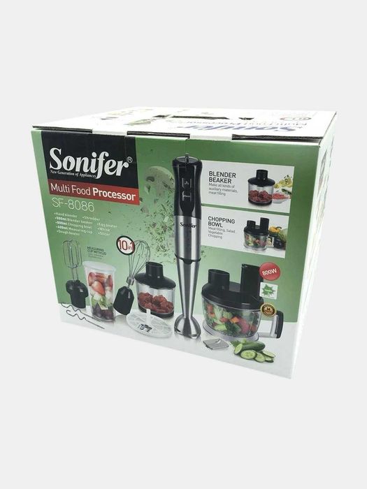 Погружной блендер чоппер, миксер Sonifer SF-8013 ручной 4 в 1