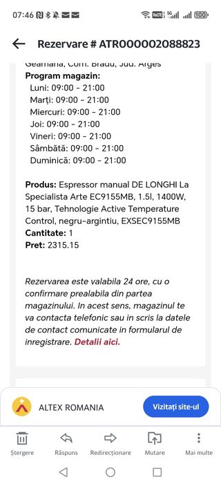 Aparat cafea De longhi la specialista