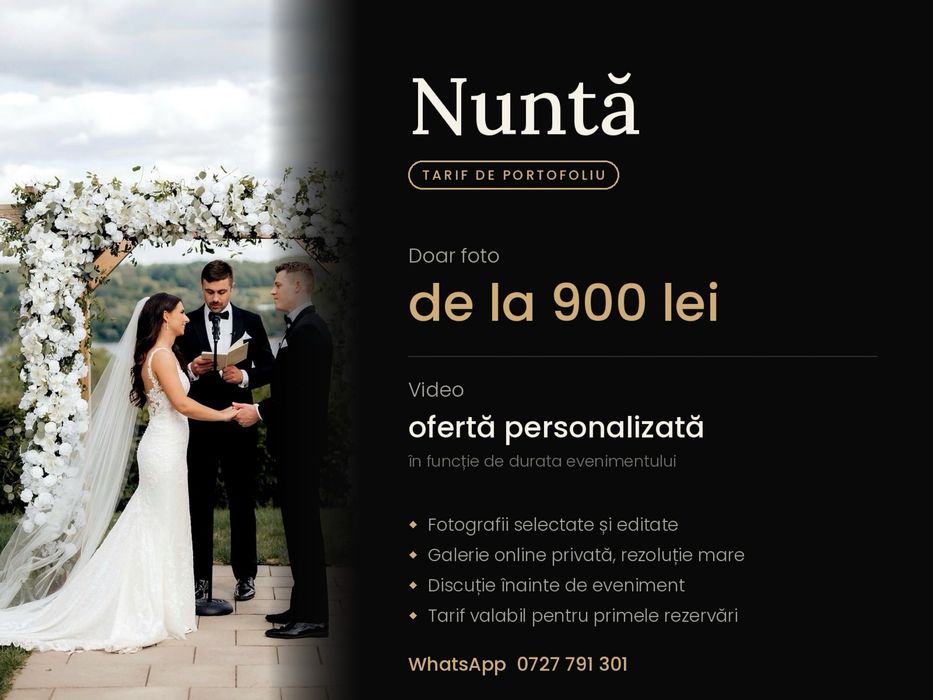 Fotograf & videograf evenimente - preturi de portofoliu (nunti, cununii civile, botezuri, zile de nastere, etc.) ședințe foto, business