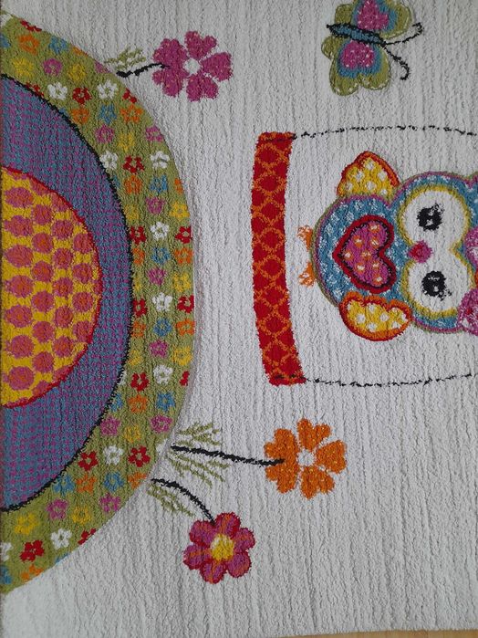 Covor alb cu bufnite 120 cm x 170 cm, Diego, pt camera fetita