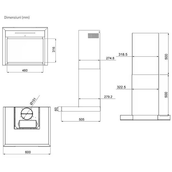 Hota de perete Turbionaire Elva 60 TEV60WS, nou, neutilizat, garantie
