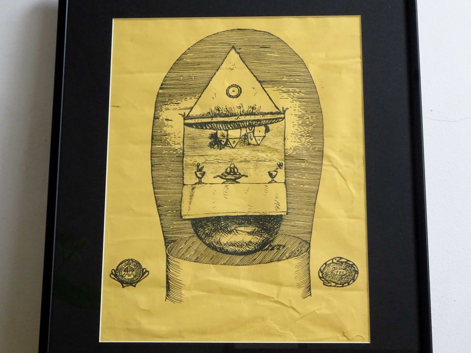 Tablou Stefan Caltia, ‘Casă albastră’ | Litografie veche, superba