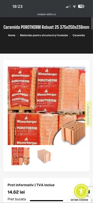 Vand Caramida POROTHERM Robust 25 375x250x238mm