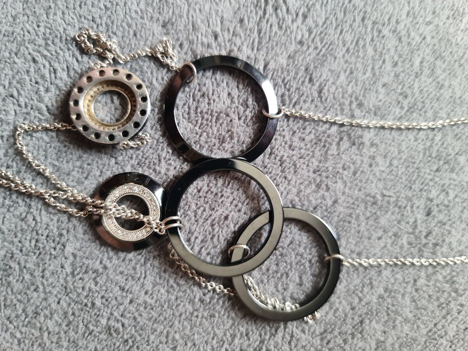 Superb colier argint 925,France,Black și pietre stralucitoare