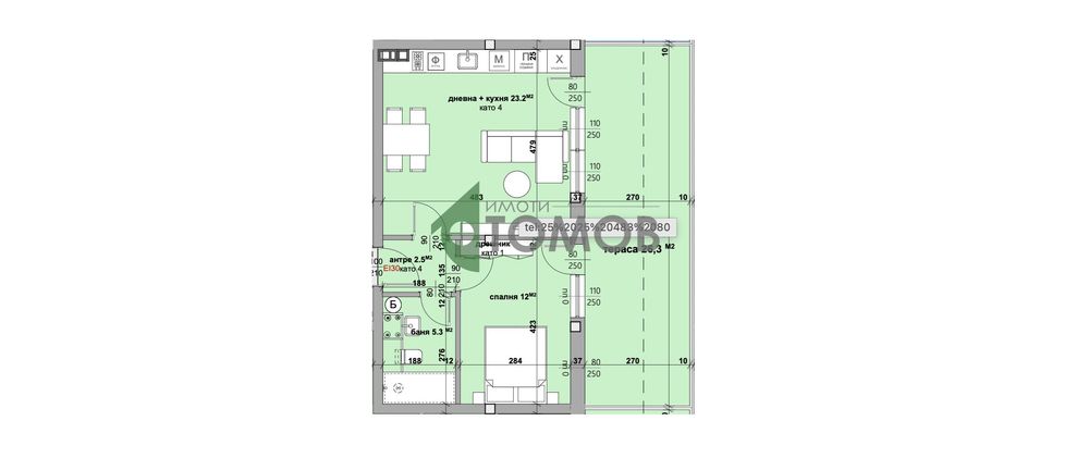 Двустаен апартамент в нова сграда с Акт 14 в кв. Самара 3 / БЕЗ КОМИС