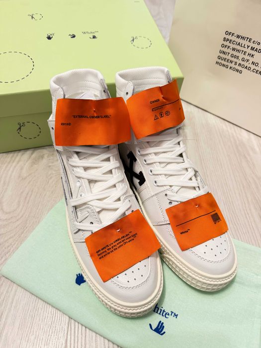 Adidasi Off White Court 3.0 - High White Sneakers Premium din Piele Full Box