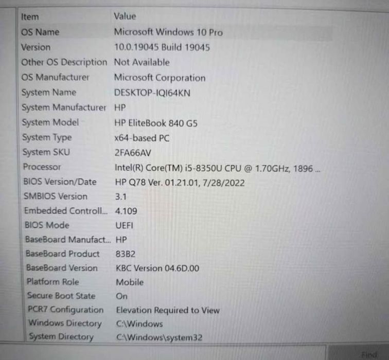 Laptop HP Intel i5 8th gen