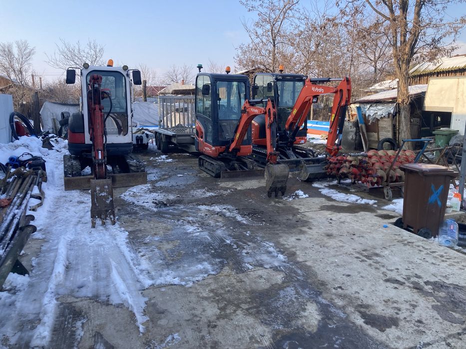 Miniexcavator servicii excavari sapaturi santuri fundatii beciuri fose piscine apa gaz canalizare