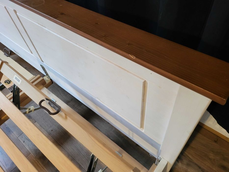 Vand pat lemn masiv 180×200 + 2 somiere rabatabile, transport inclus Cluj