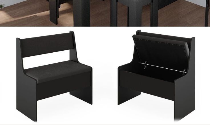 Черна тапицирана пейка с ракла 5632