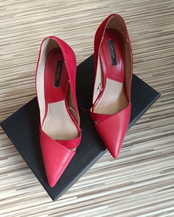 Дамски обувки ZARA BASIC - естествена кожа в черен цвят