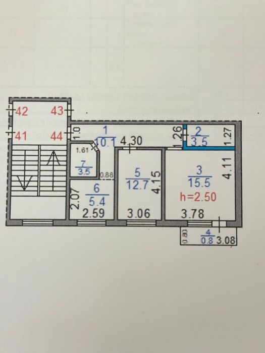 Квартира 2-х комнатная 55м²