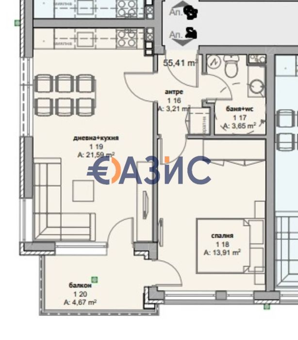 Продава се Двустаен апартамент в с. Равда, Област Бургас - 63 кв.м за 1320 €/кв.м - Снимка #11