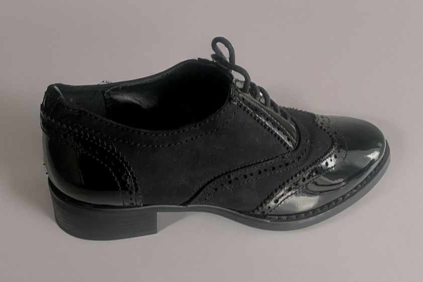 Pantofi Graceland Brogue/Oxford – Negru Lăcuit & Suede