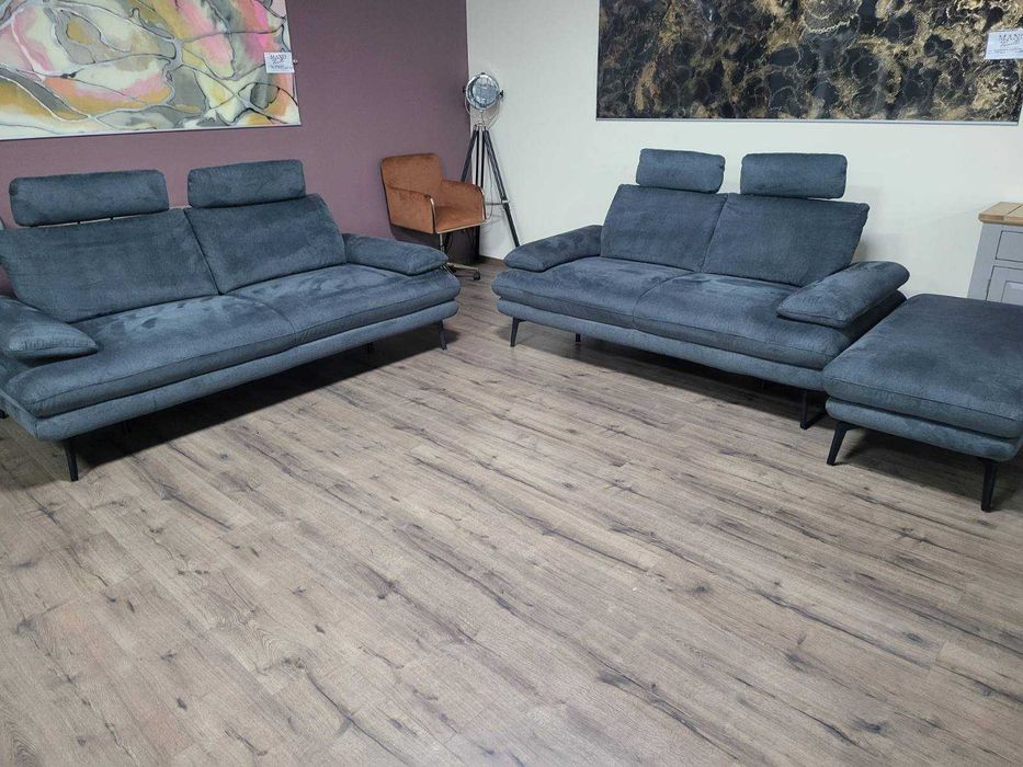 Тъмно сив комплект дивани от плат тройка и двойка "Dieter Knoll"