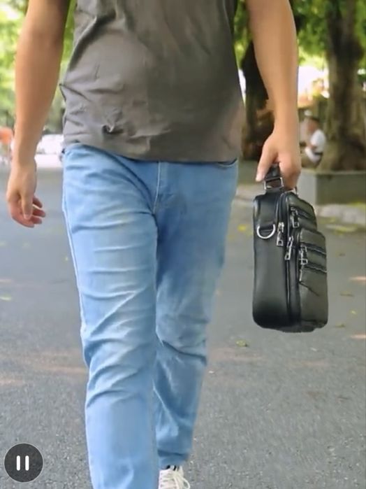 Мъжка дизайнерска ежедневна и стилна чанта с ципове/Кафява естест.кожа