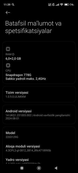 Xiaomi 12lite xolati ideal 60 fps ochadi