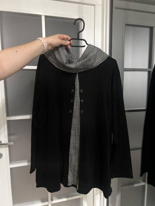 Bluză elegantă neagră cu guler decorativ