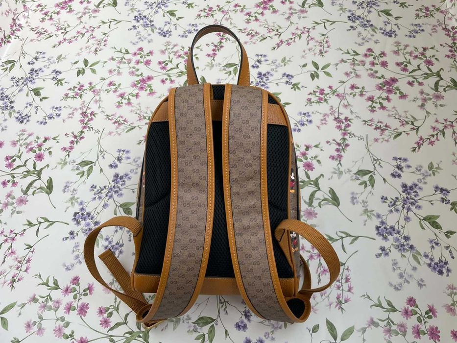 Оригинална Gucci Раница Limited Edition Gucci x Disney Mickey Mouse Гучи Кафяв Supreme Canvas