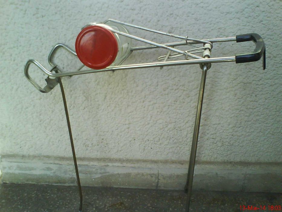 Portbagaj cromat + cos metalic bicicletă