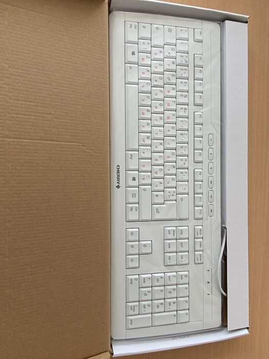 Клавиатура Cheery Stream 3.0, Кирилизирана, QWERTY, С кабел, Бяла