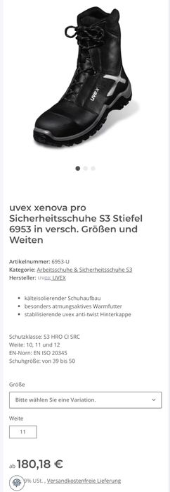 Мъжки обувки с метално бомбе UVEX . Размер 43