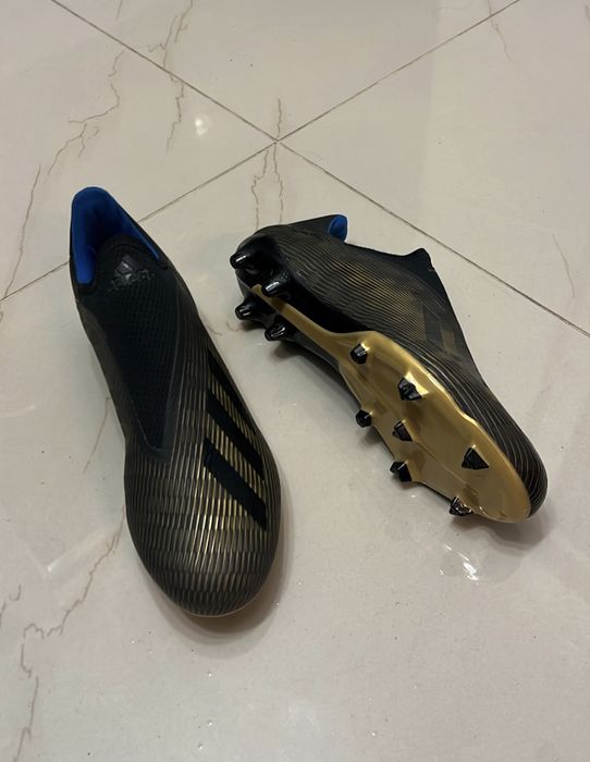 Ghete Fotbal Adidas X 19+ FG Gold Black - Fară Şireturi - Noi gazon