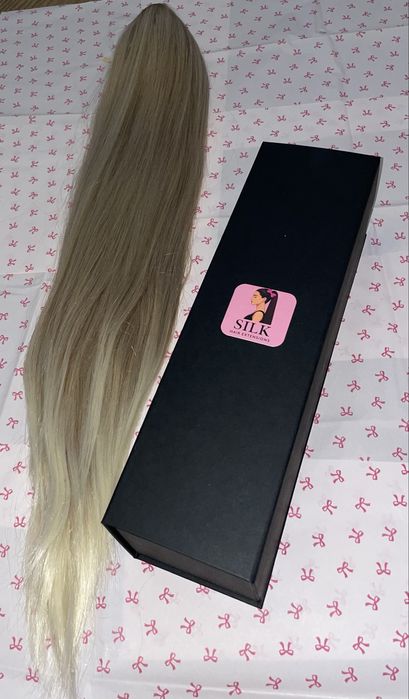 Coada de par extensie Silk Hair,Blond Ombre,60cm.Nou !