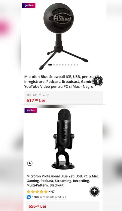 vand 2 x Microfon Usb Blue Snowball ICE