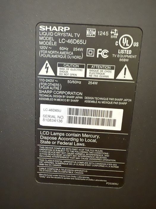 Телевизор Sharp LC46d65u liquid crystal