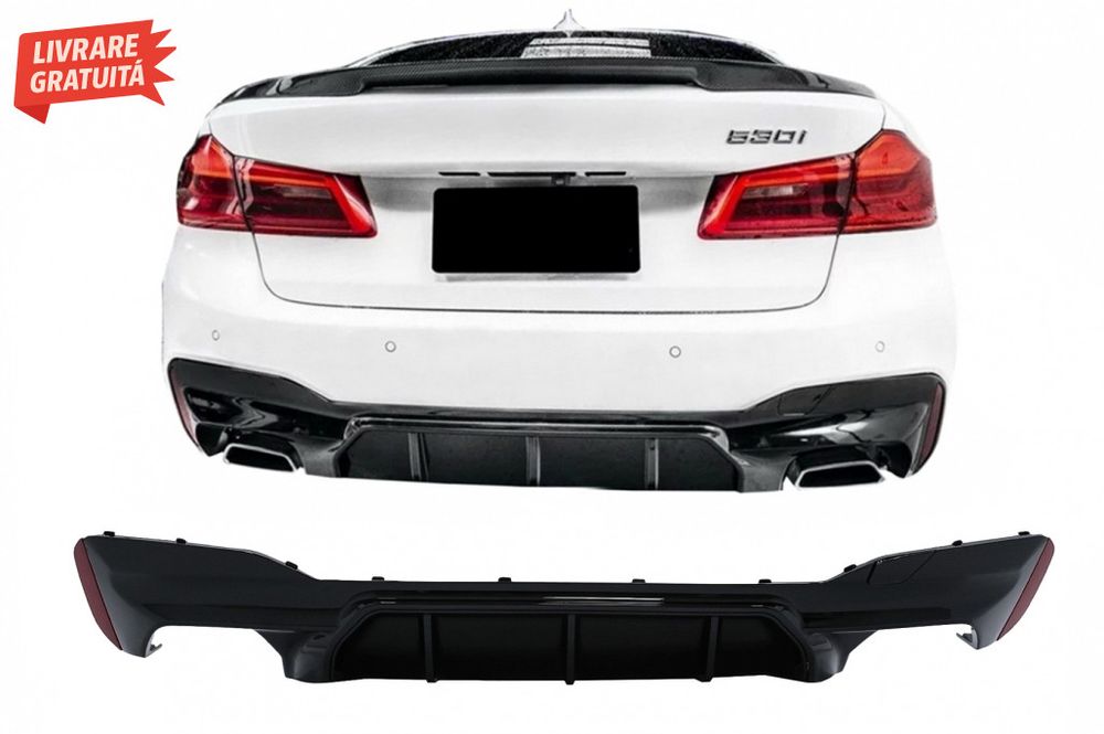 Difuzor Bara Spate BMW Seria 5 G30 G31 (2017+) M5 Design Negru Lucios