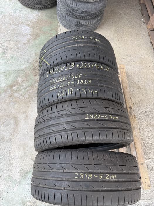 4бр. Рънфлат Летни Гуми Спорт-Пакет 245/35R/18 и 225/40R/18 **BRIDGESTONE** DOT:0218- 5.2мм.