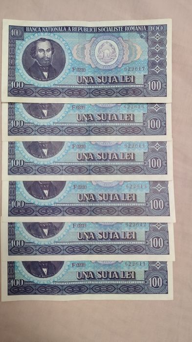 Bancnote 100 lei din 1966, în serie