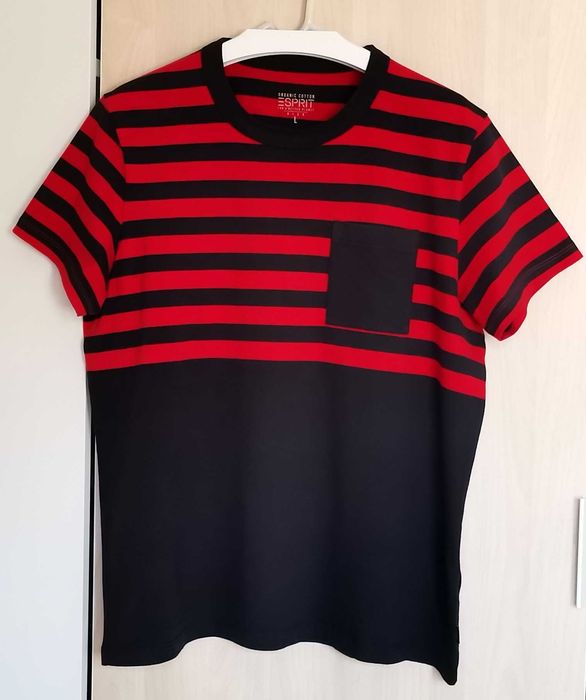 Tricou ESPRIT bărbați dungi 100% bumbac organic Mărimea L impecabil